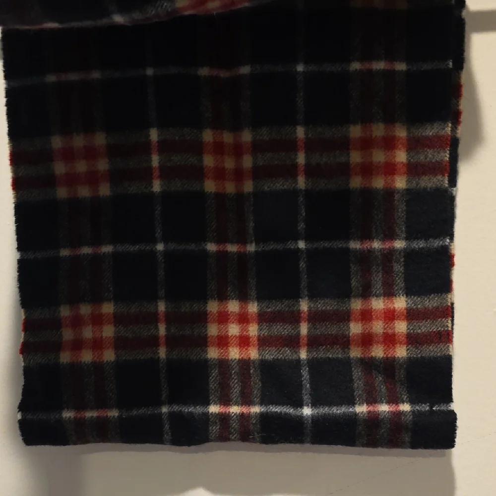 Burberry Men's Plaid Scarf - Black Red And Tan